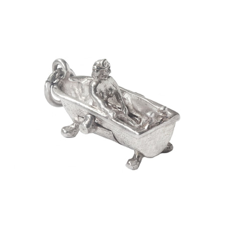 a silver vintage woman in the bath charm