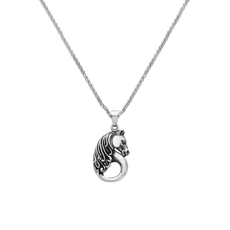 large horse pendant on a spiga chain all in sterling silver
