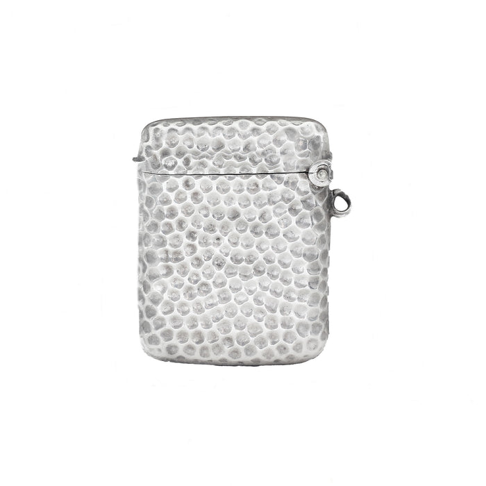 hammered design antique vesta case in silver