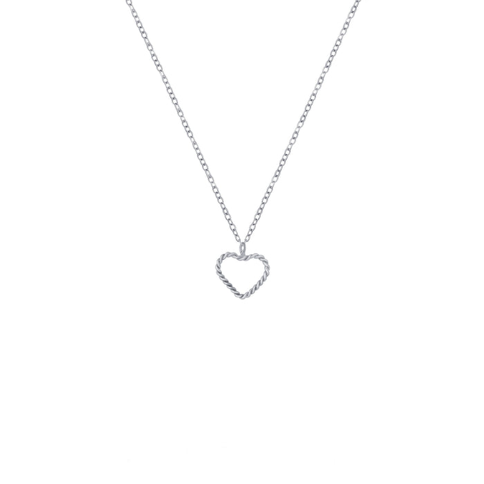 very small twist heart pendant and silver chain