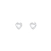 tiny cut out heart shaped silver stud earrings with post and butterfly