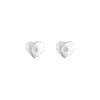satin finish heart shaped crystal stud earrings in silver