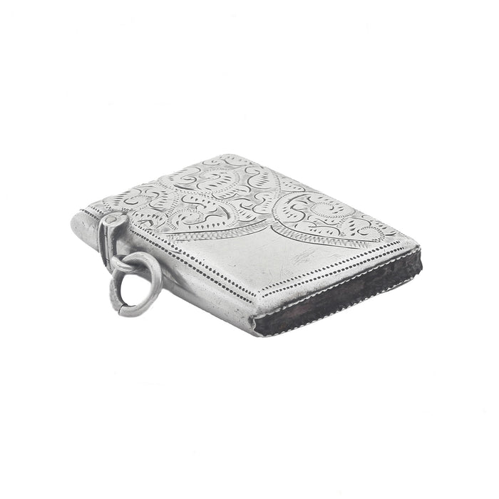 antique silver floral plain vesta case