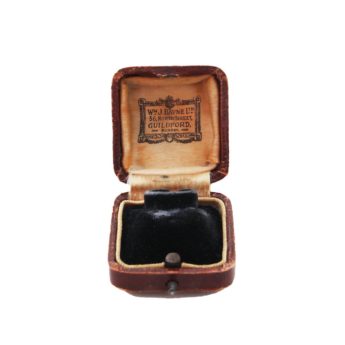 antique ring box brown opened jewellers details inside