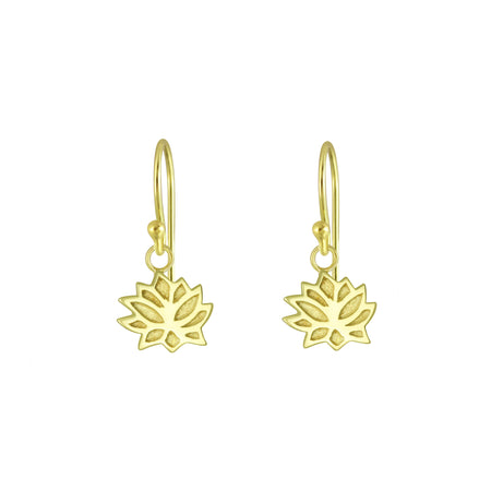 yellow lotus leaf drop earrings on silver hook fittings